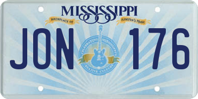 MS license plate JON176
