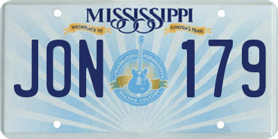 MS license plate JON179