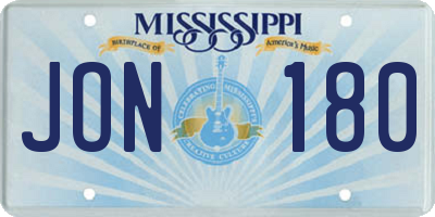 MS license plate JON180