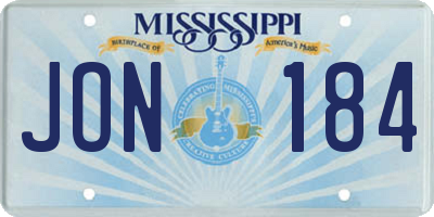 MS license plate JON184