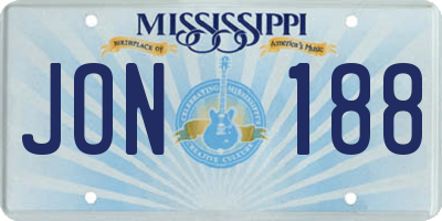 MS license plate JON188