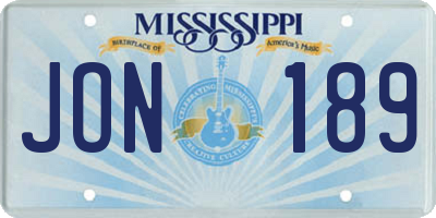 MS license plate JON189