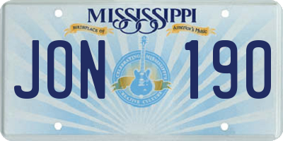 MS license plate JON190