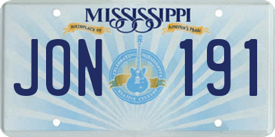 MS license plate JON191