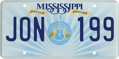MS license plate JON199