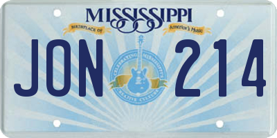 MS license plate JON214