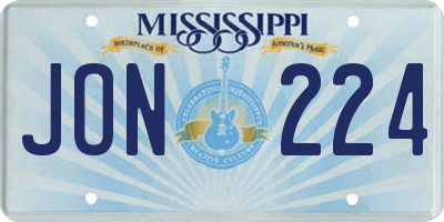 MS license plate JON224