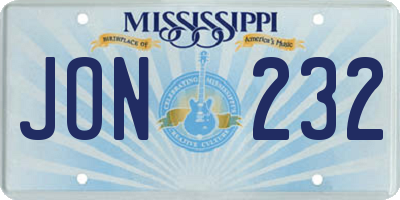 MS license plate JON232