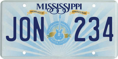 MS license plate JON234