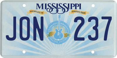 MS license plate JON237
