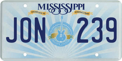 MS license plate JON239