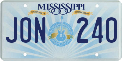 MS license plate JON240