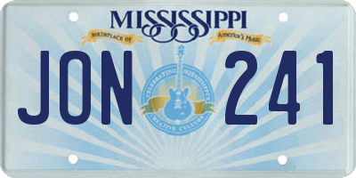 MS license plate JON241