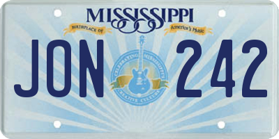 MS license plate JON242