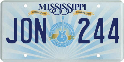 MS license plate JON244