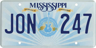 MS license plate JON247