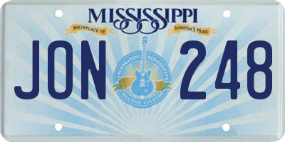 MS license plate JON248