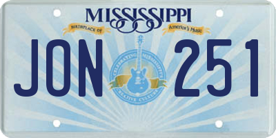MS license plate JON251