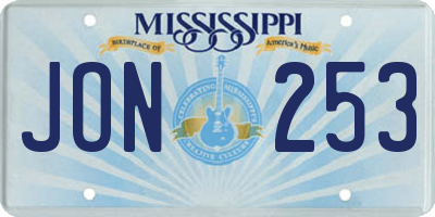 MS license plate JON253