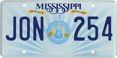 MS license plate JON254