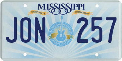 MS license plate JON257
