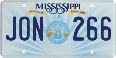 MS license plate JON266