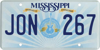 MS license plate JON267