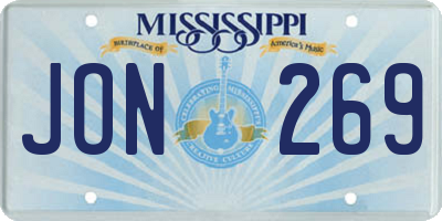 MS license plate JON269
