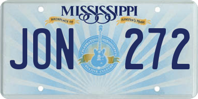 MS license plate JON272