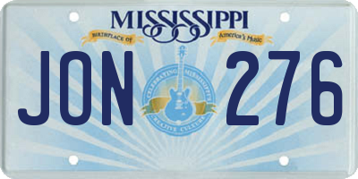 MS license plate JON276