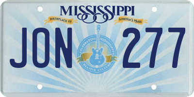 MS license plate JON277
