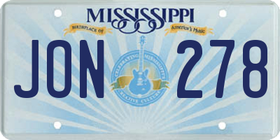 MS license plate JON278
