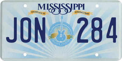 MS license plate JON284