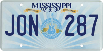 MS license plate JON287