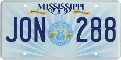 MS license plate JON288