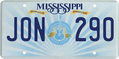 MS license plate JON290