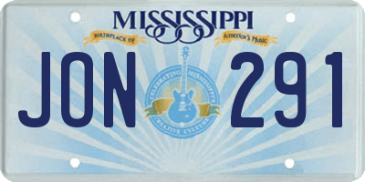 MS license plate JON291