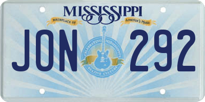 MS license plate JON292
