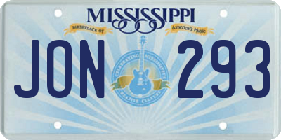 MS license plate JON293