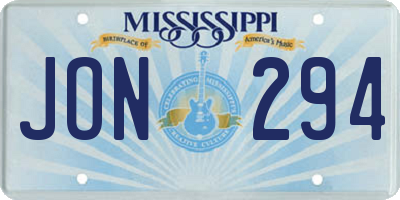 MS license plate JON294