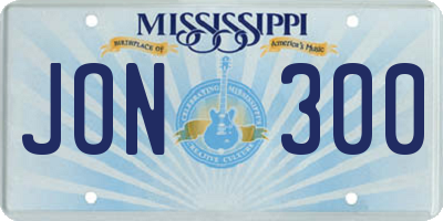 MS license plate JON300
