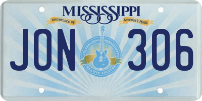 MS license plate JON306
