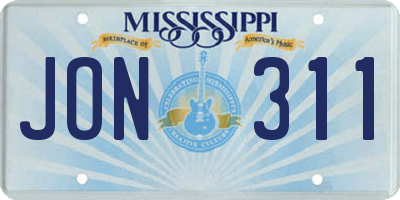 MS license plate JON311
