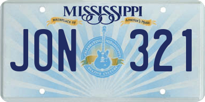 MS license plate JON321
