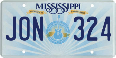 MS license plate JON324