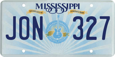 MS license plate JON327