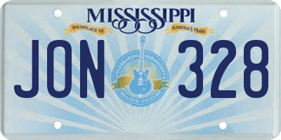 MS license plate JON328