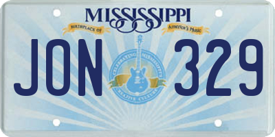 MS license plate JON329