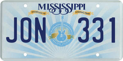 MS license plate JON331