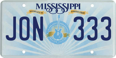 MS license plate JON333